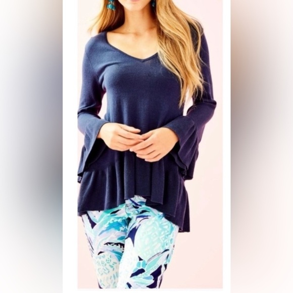 Lilly Pulitzer Adela Ruffle Sweater , sz small - Picture 1 of 7
